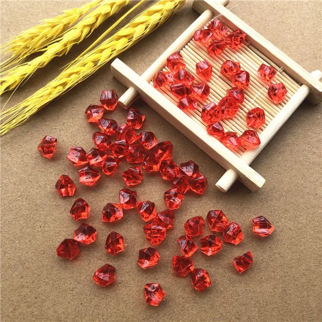 Leke Plastic Gems Ice Grains Colorful Small Stones Children Jewels Acrylic  Gems(200pcs 0.43x0.55in) 