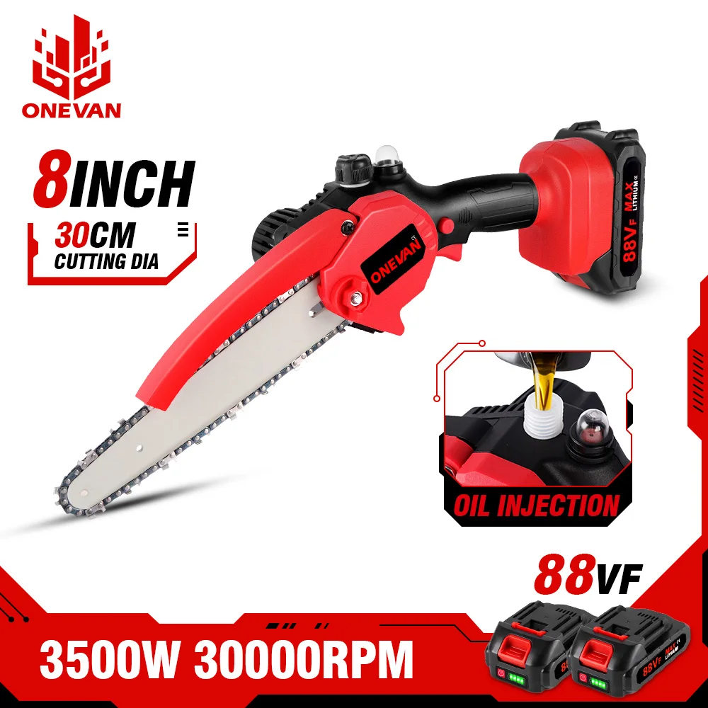 ONEVAN 8 Inch 3000W Mini Pruning Saw Electric Chainsaws With Oiler