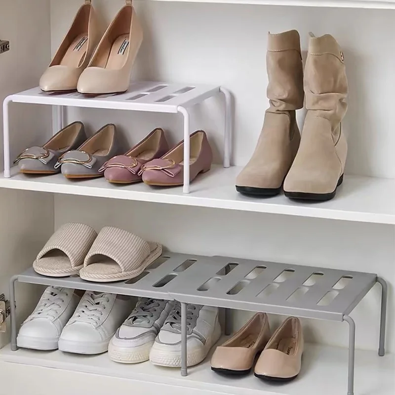 Retractable Kitchen Shelf Layered Shoe Rack Space Saving Shelf Telescopic Storage Rack Household Kitchen Cabinet Organizer Rack 2