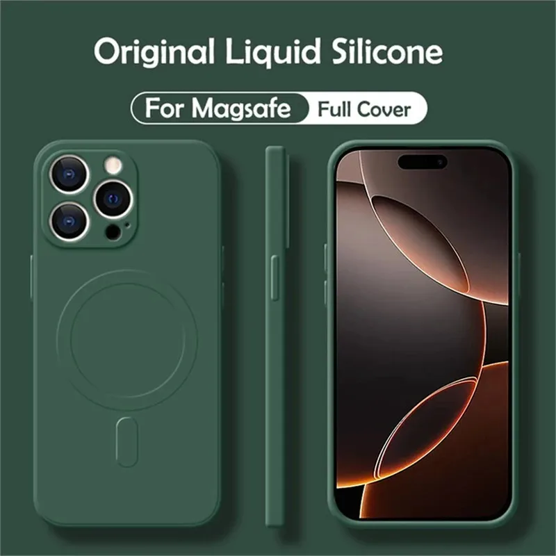 Magnetic Liquid Silicone Phone Case with Soft MagSafe Compatibility