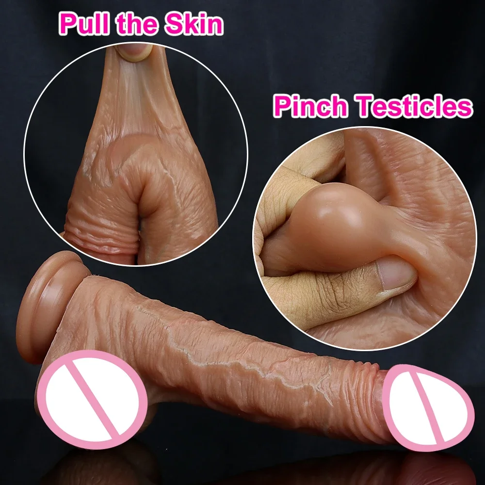 Sex Toys Realistic Soft Sliding Skin Big Dildo Built-in Testicle Small Penis Masturbators Double Cock Women Anal Suction Cup Dick