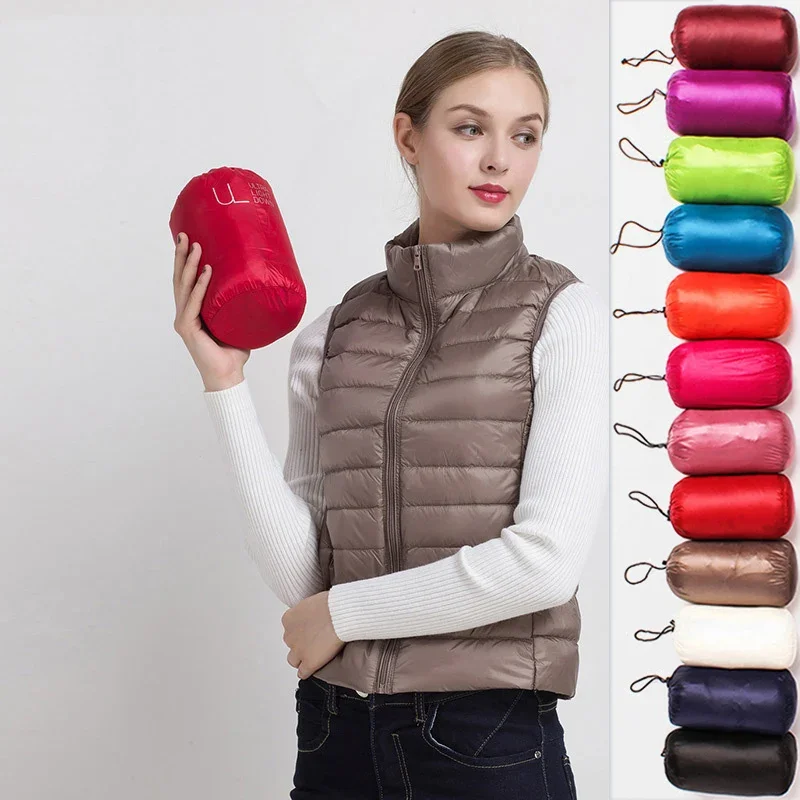 Womens Sleeveless Puffer Jacket Plus Size 5xl  7xl 8xl Female Ultra Lightweight Packable Fashion Stand Collar Casual Down Vest