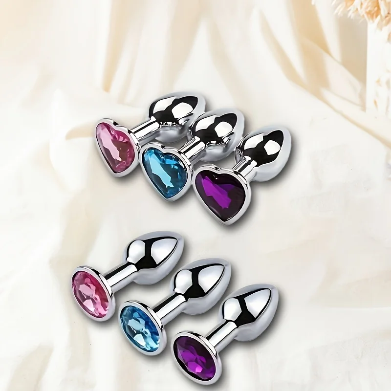 Luxury Metal Butt Toys Heart Shaped Anal Trainer Jewel Butt Plug Kit SM Adult Gay Anal Plugs 1PC