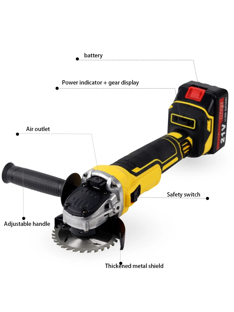 100mm 125mm For Makita 21V battery Brushless Flat Head Angle Grinder Bare Machine Tools Polishing Cutting Machine 10000RPM