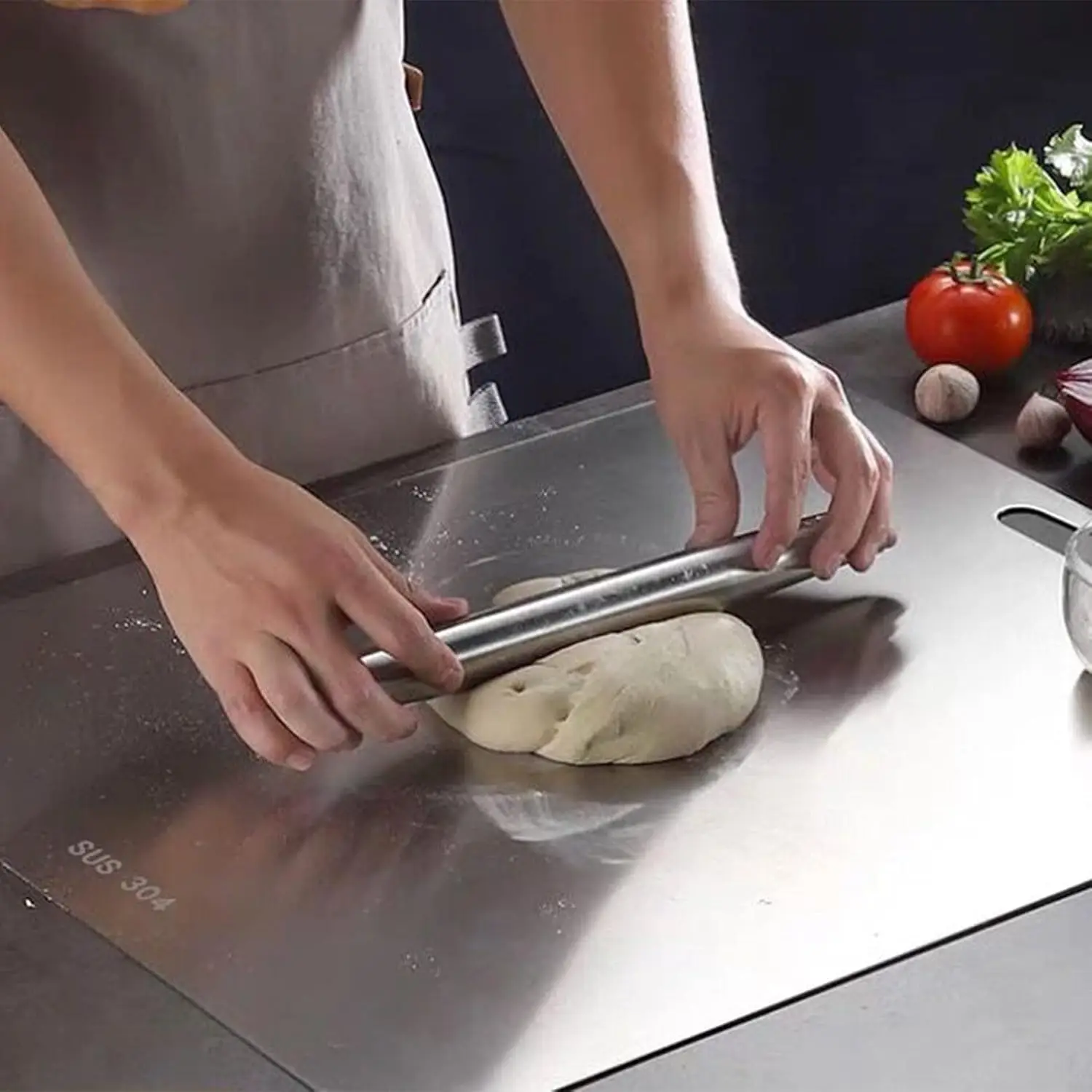 Extra Large Cutting Board 304 Stainless Steel，Chopping Board for Meat Vegetable Fruit Fish Cheese