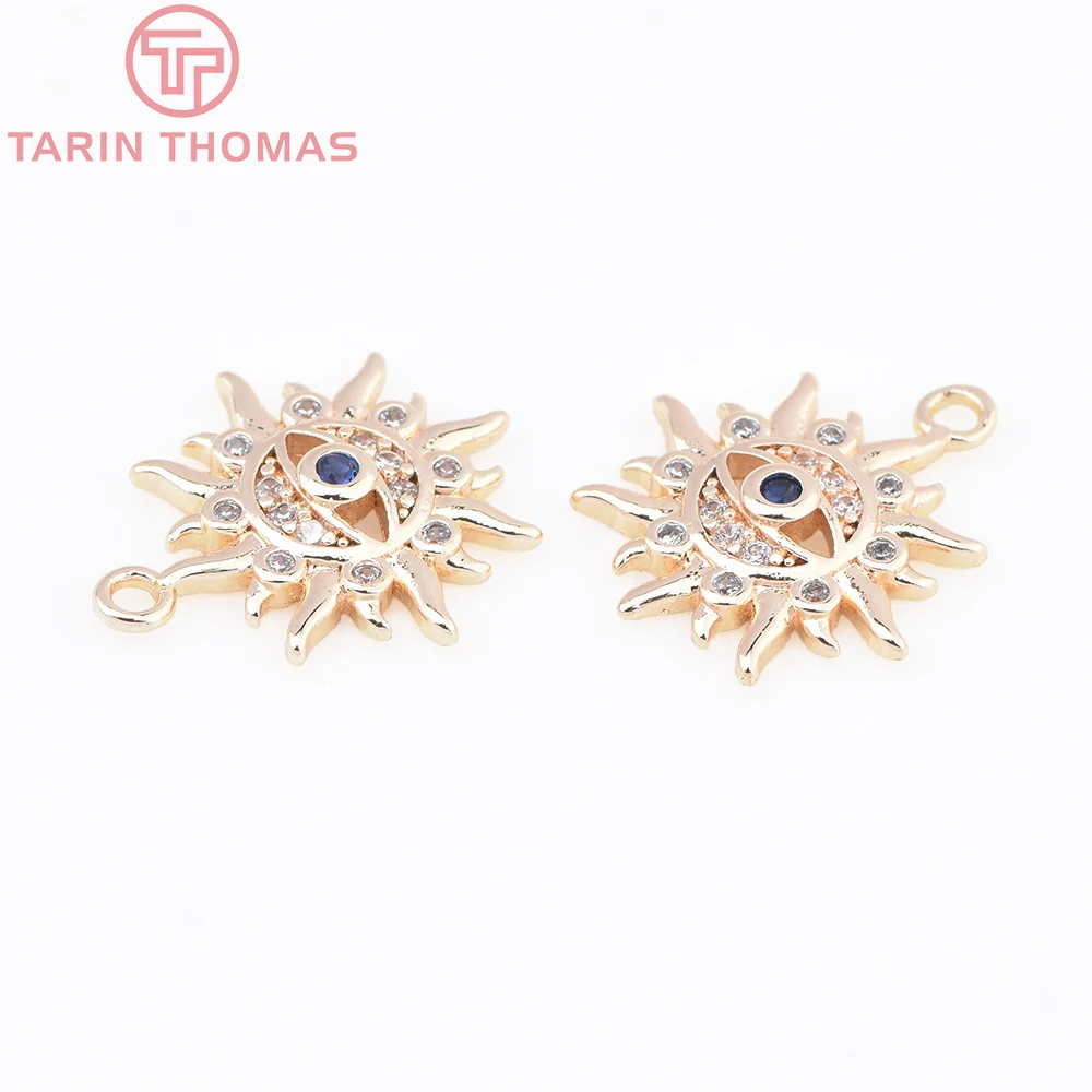 (1871)4PCS 12MM Loch 1,5MM 24K Gold Farbe Messing mit Zirkon Auge Charm Anhänger für DIY Schmuck Machen Erkenntnisse Zubehör – Detail 26