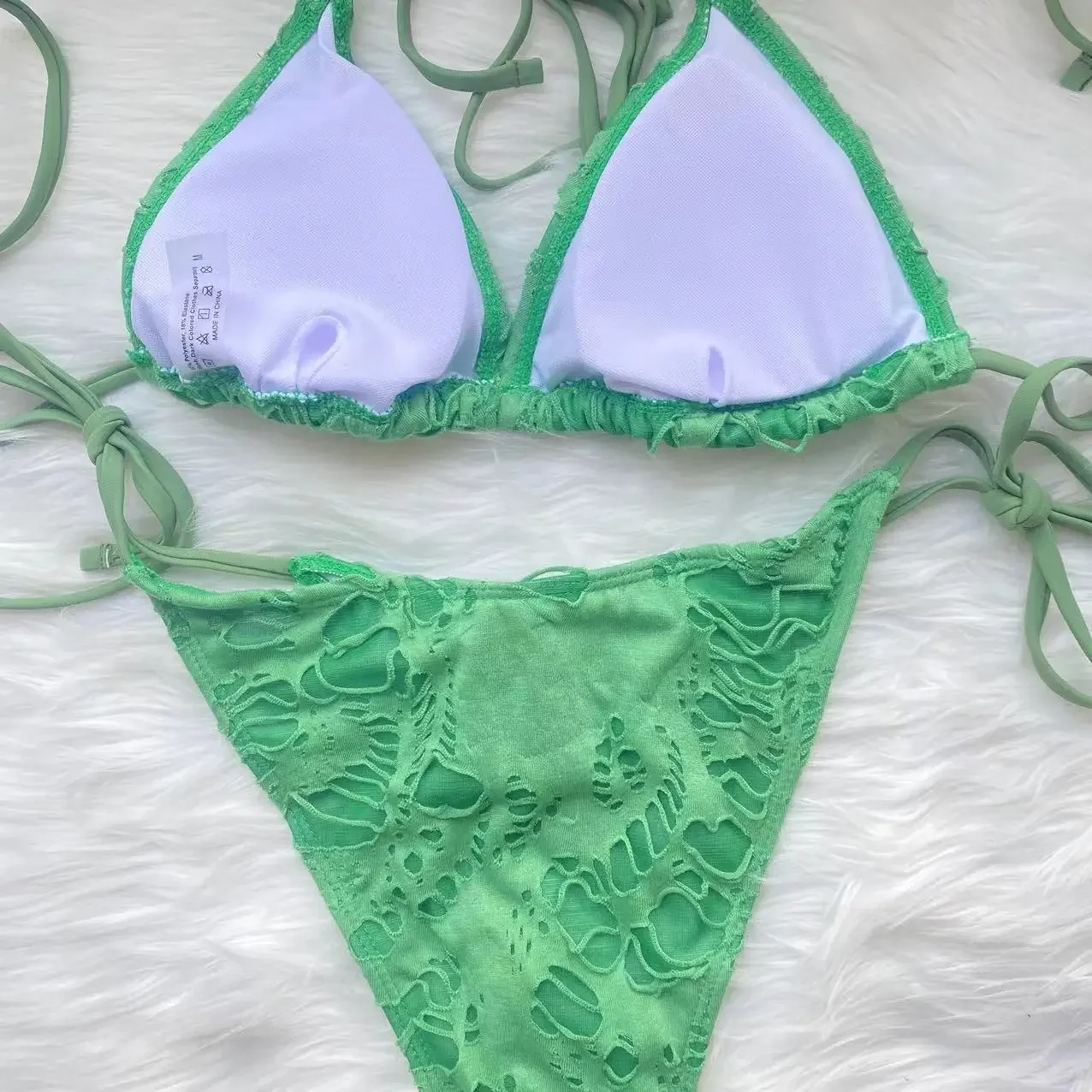 Sexy Hole Bikini Swimsuit Woman 2023 Female Swimwear Lace up Thong Bikinis Sets Brazilian Halter Swimming for Women Bathing Suit