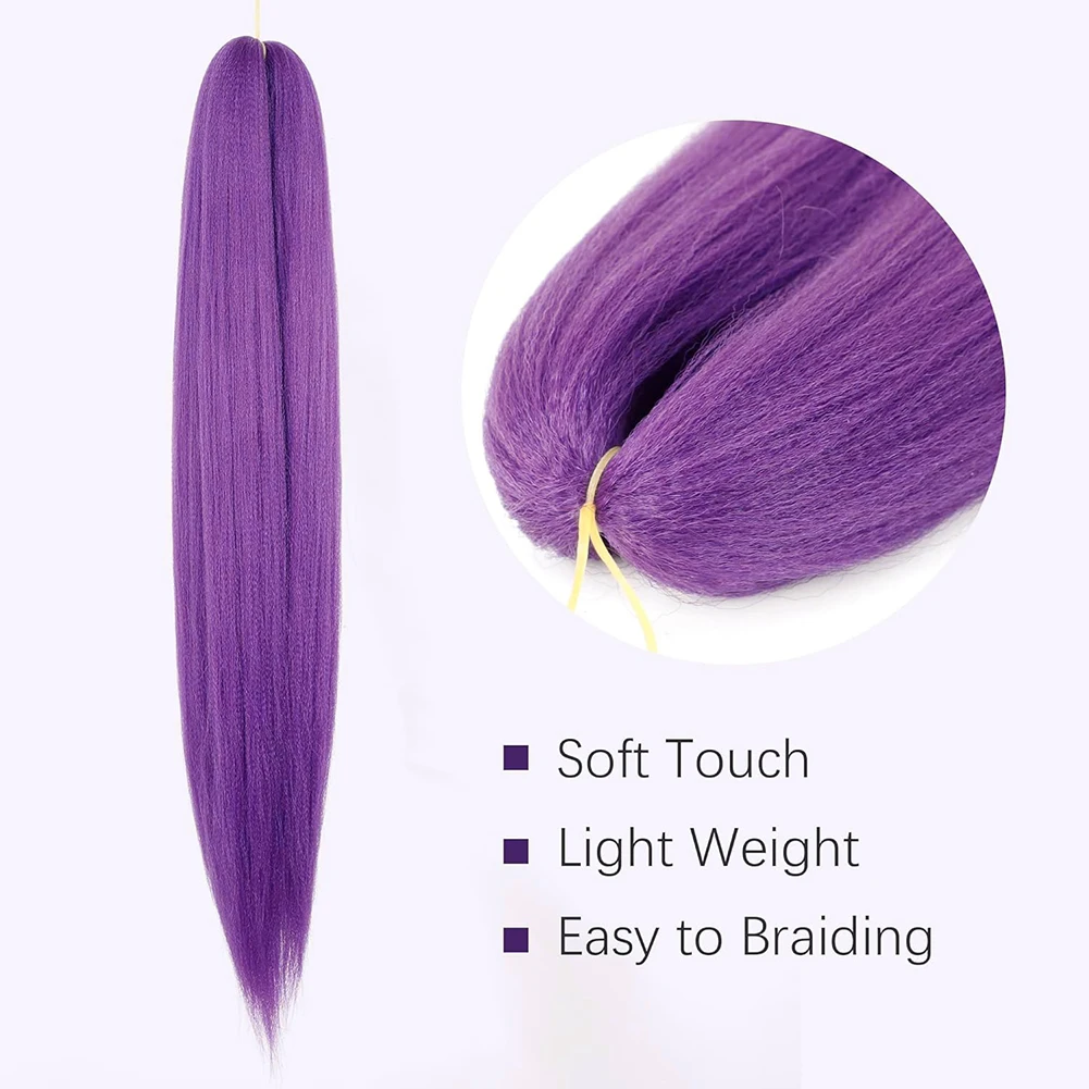 Long Purple Braiding Hair Pre Stretched Synthetic Braiding hair Extensions for Braids, Purple Hair Extensions for Stage Party
