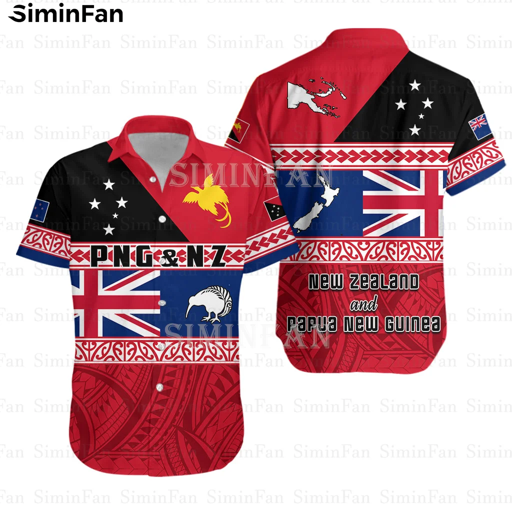 

Papua New-Guinea New Zealand 3D All Over Printed Mens Hawaiian Shirts Male Camisa Summer Beach Tshirt Unisex Tee Female Top