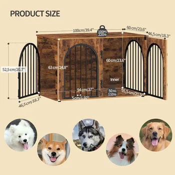 39.4'' Wooden Dog Crate Furniture TV Stand Indoor Dog Kennel for Small/Medium/Large Dogs End Side Table Dog Crates Anti-Chew 2