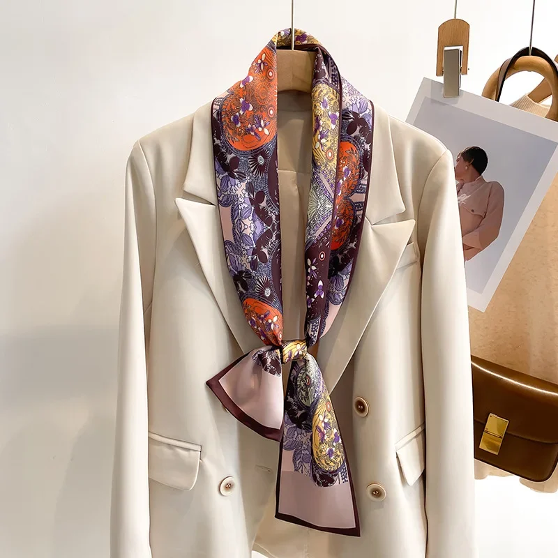 Fashion Small Silk Scarf Women Spring Autumn Summer Small Scarf Korean Style Tie Bag Headband Decoration Neck Scarf 6