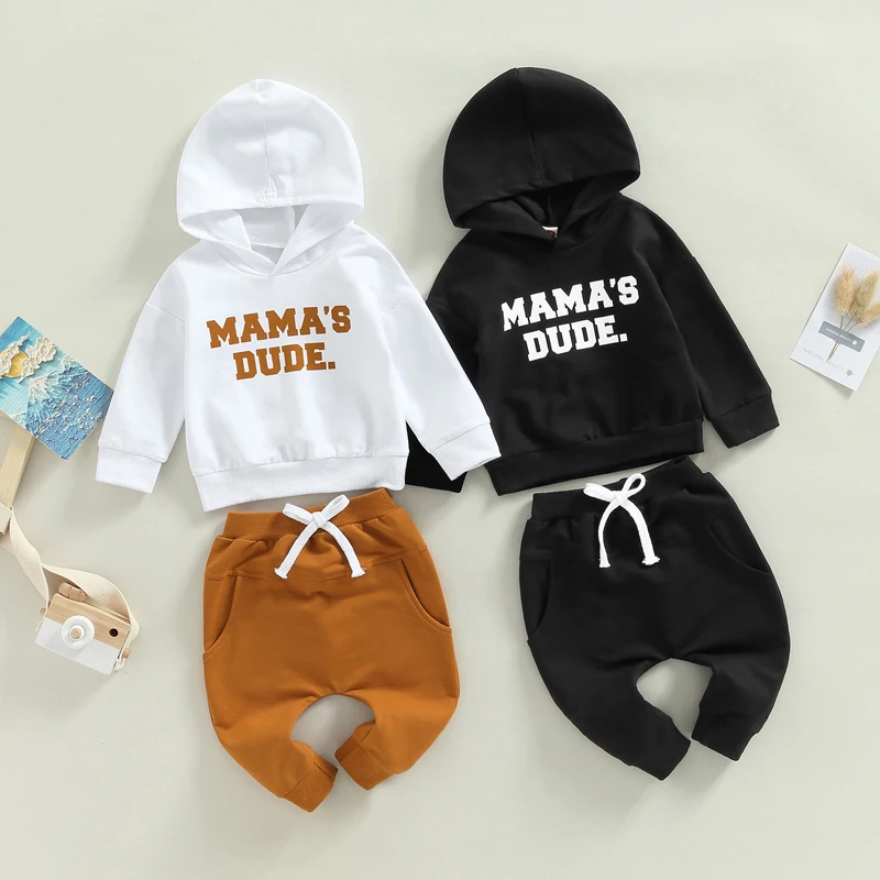 

Toddler Baby Fall Outfits Infant Boys Casual Long Sleeve Letter Print Hoodie + Pocket Pants 2pcs Clothes Sets For 0-3Yrs