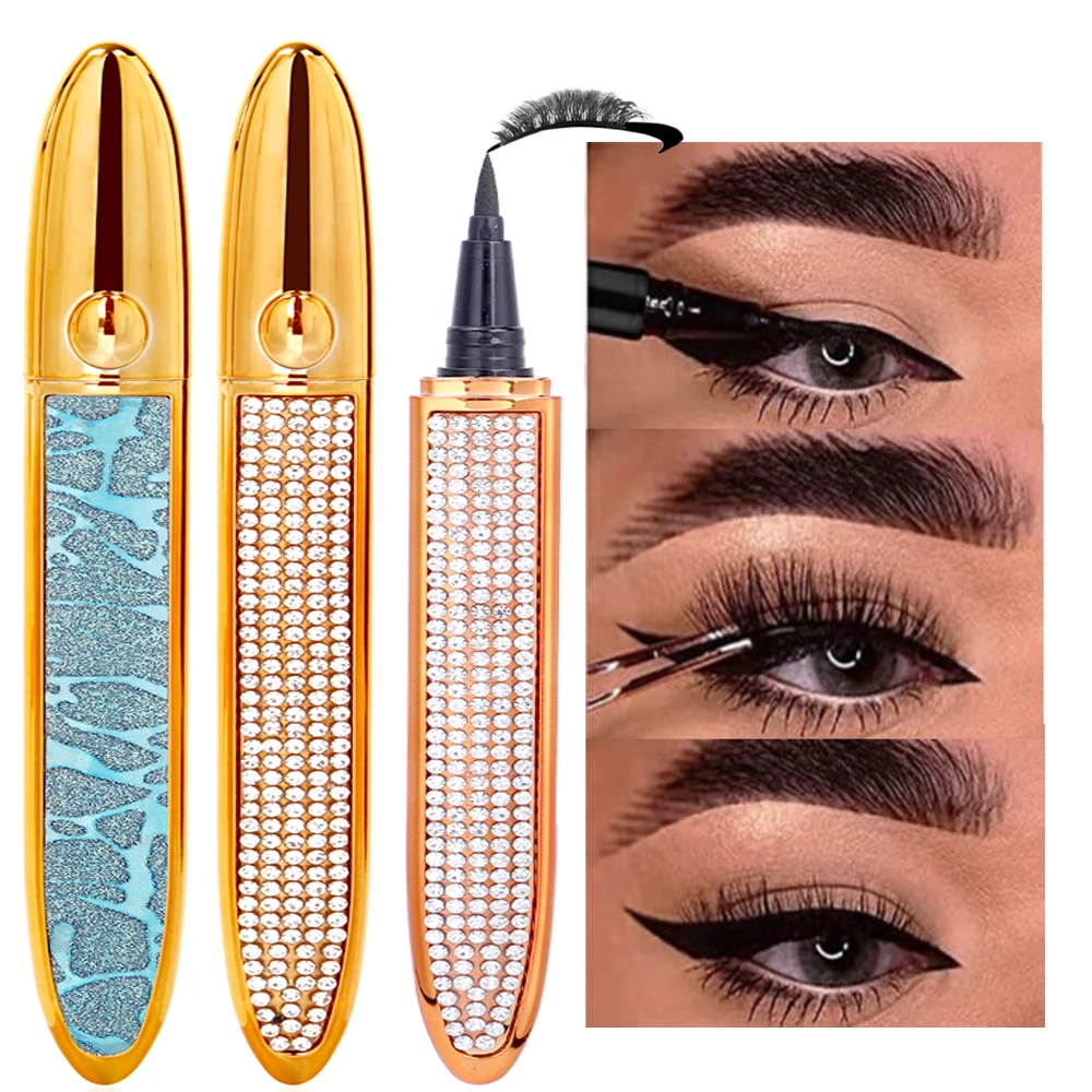 

2 In 1 Self Adhesive Eyelashes Eyeliner Pencil Long Lasting No Glue Non Magnetic Quick Drying Eyelashes Sticking Eye Liner Pen