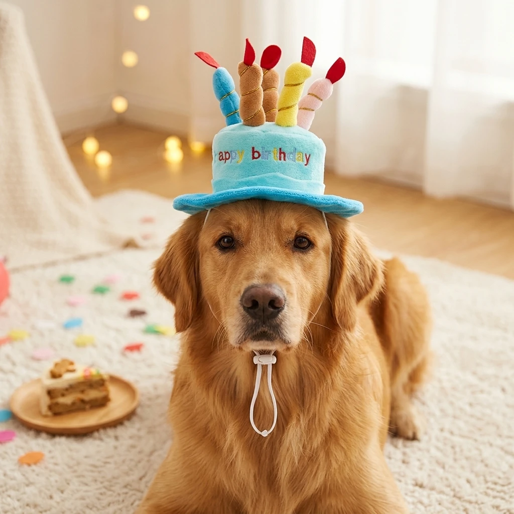 Pet Birthday Party Hat Set for Cats and Dogs - Elastic, Comfortable, Bite-Resistant, and Durable Photo Prop Gift
