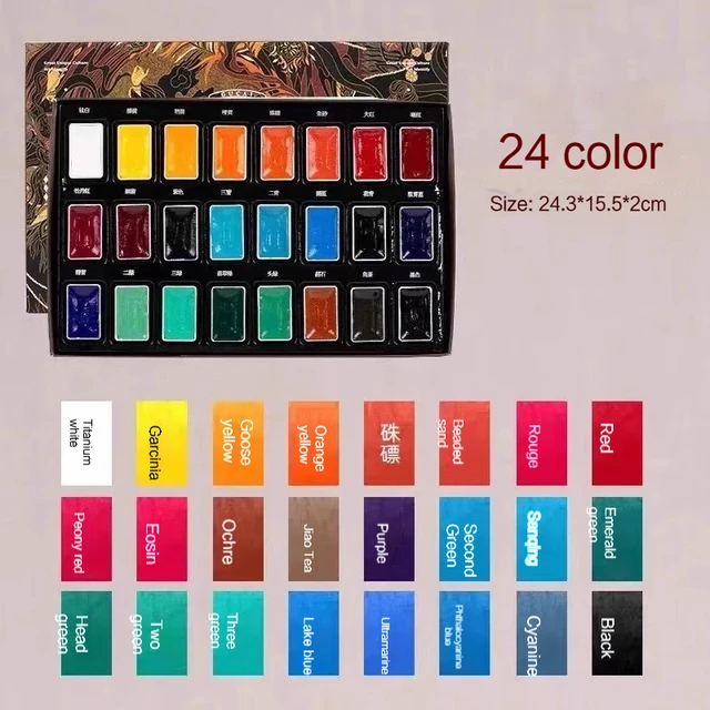 12/24 colori cinesi pittura ad acquerello solido vernici ad acquerello professionali kit artistico portatile per cancelleria artistica per la scuola degli studenti 6