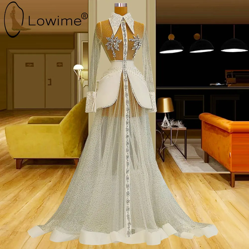 

Haute Couture Mermaid Long Evening Dresses Beaded Crystal Party Prom Gowns Robes De Cocktail Homecoming Robe De Soiree