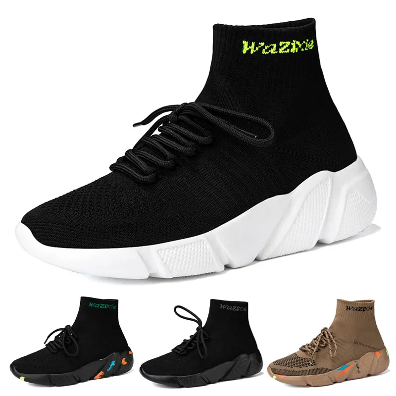 High Top Casual Shoes Women Men Sneakers Outdoor Breathable Socks Shoes Thick Bottom Cushioned Mesh Lace Up Plus Size 35-47