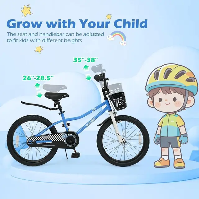 22358-d2d167.jpg Children's Bikes, 12-20 Inch, Suitable for Ages 3-8, Toddler to Kids, with Removable Training Wheels, Handbrake, and Rear Brake,