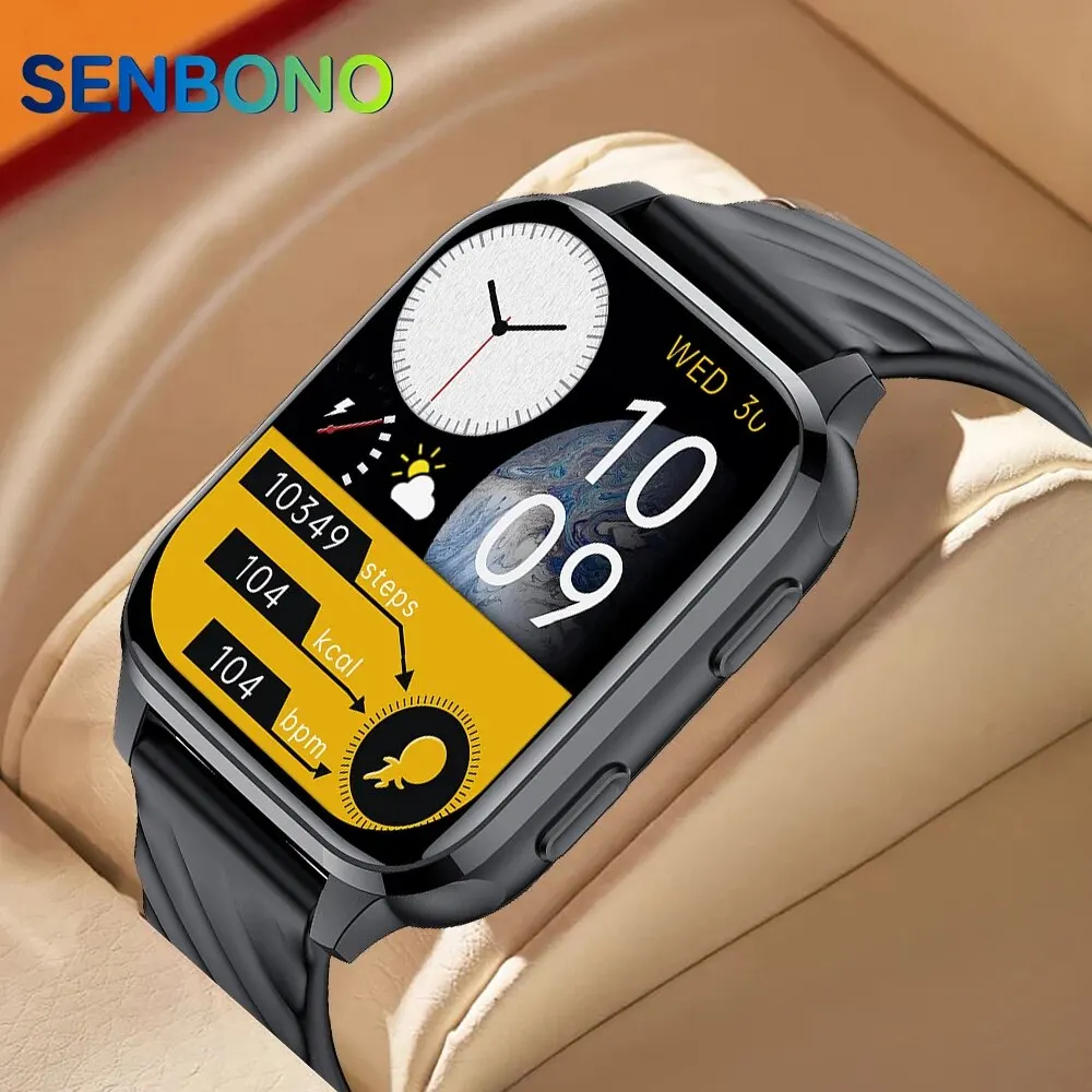 SENBONO 2023 Men Smartwatch Bluetooth Answer Call Watch 100