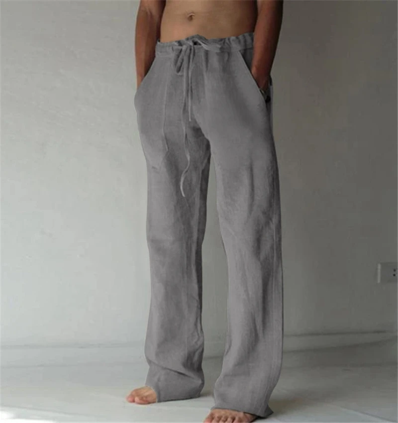 

Casual Linen Pants Men's Daily Wear Loose Drawstring Trousers Plus Size 5XL Mens Fashion Hip Hop Sweatpants Men Wide Leg Pants