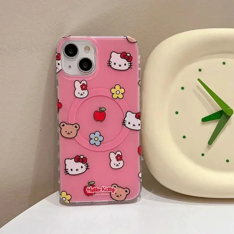thumbnail image 1 of Sanrio funda de teléfono con soporte magnético para iPhone, carcasa dura de carga inalámbrica Magsafe para iPhone 16, 15, 14, 12, 11 Pro Max, 13 Mini, 1 of 5