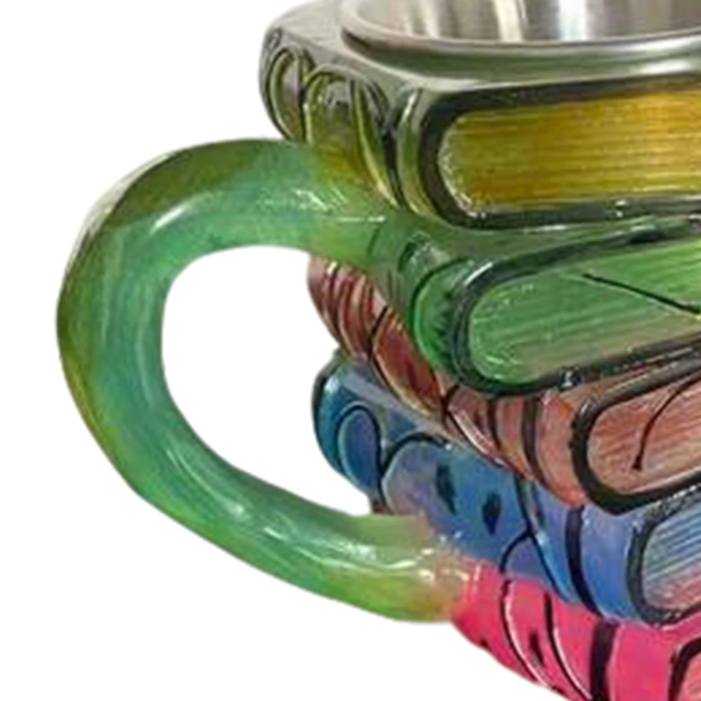 Novelty 3D Painted Books Coffee Mug Unique Books Stack Coffee Cup Creative Drinking Cup Collection Gifts for Literature Lovers