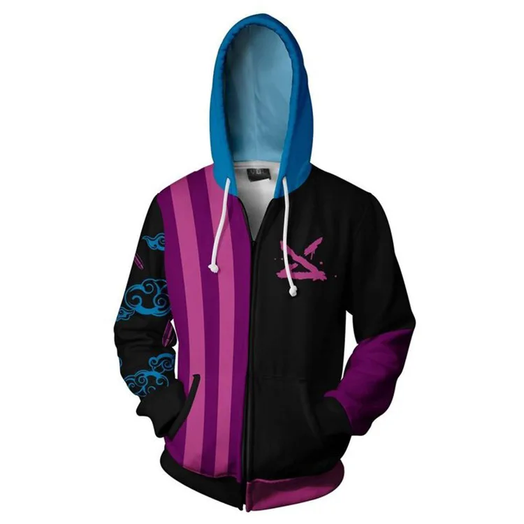Arcane Zipper Sweatshirt Cosplay LOL Jinx Hoodie Costume Long Sleeve Harajuku Sweatshirt Streetwear Halloween Jacket Coat