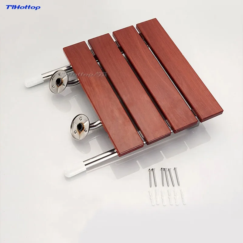 Tlhottop Wood Folding Bath Shower Seat  Wall Mounted Relaxation Shower Chair Solid Seat Spa Bench Saving SpaceBathroom YJ-2058 6