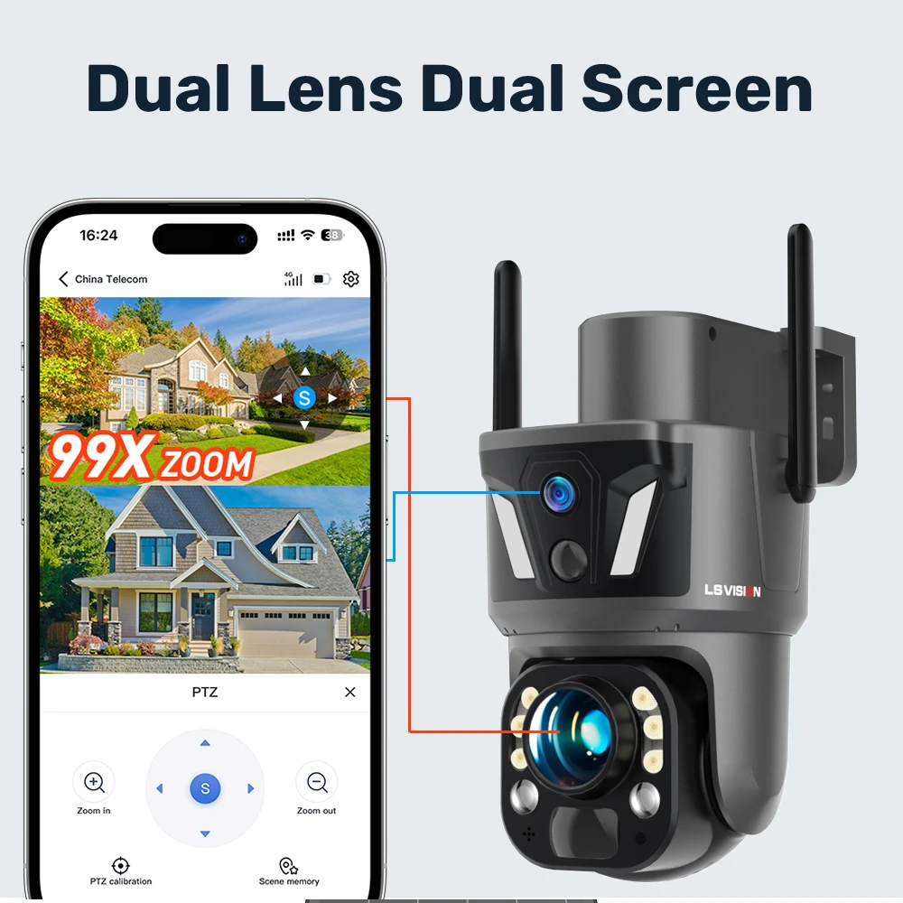 New UBOX 4K 8MP 99X Zoom 4G Outdoor Solar Surveillance Camera Dual Screens WiFi Security Camera PIR Detection Auto Tracking CCTV 3