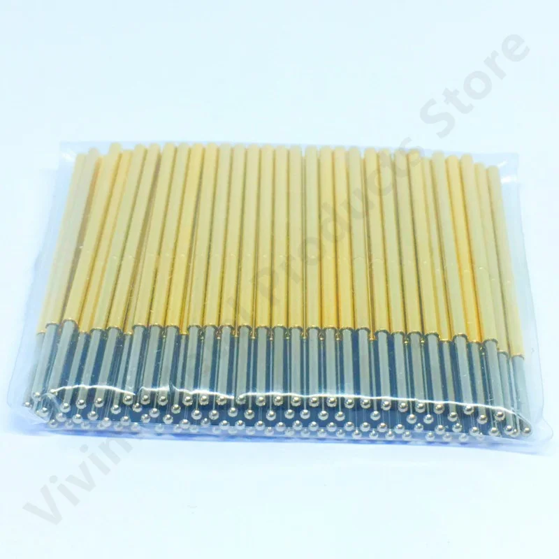 100PCS P100-J1 Small Round Head Spring Test Probe Pogo Pin P100-J Outer Dia 1.36mm Needle Length 33.35mm Circuit Board Test Pin