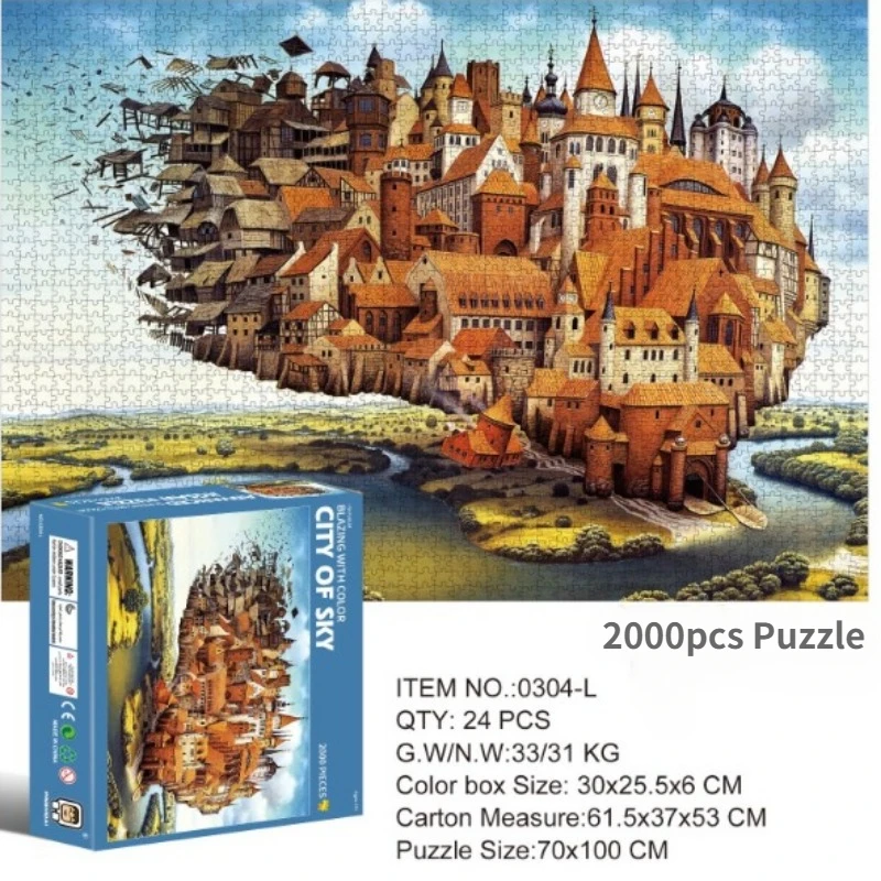 Jigsaw Puzzle 2000pcs Paper City of Sky High Difficulty Landscape Painting Creative Stress Relieving