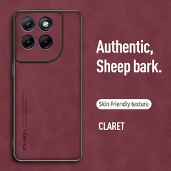 Luxurious Sheepskin Leather Full - Cover Phone Case - Motorola X70 Air Pro (Wine red)