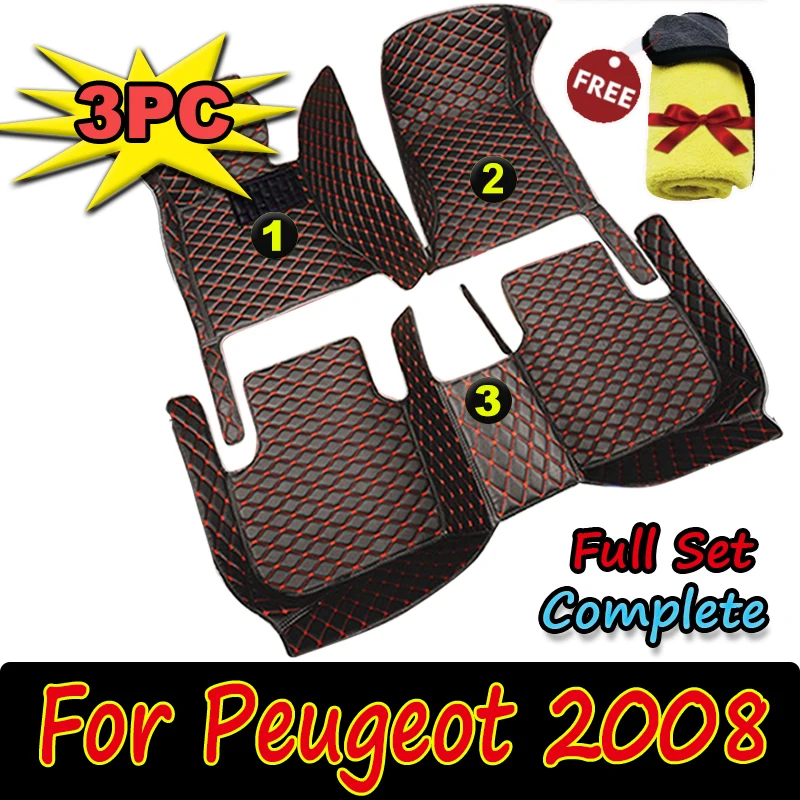 

Car Floor Mats For Peugeot 2008 P24 2020 2021 2022 Luxury Leather Mat Rugs Durable Pad Anti Dirty Carpets Set Car Accessories