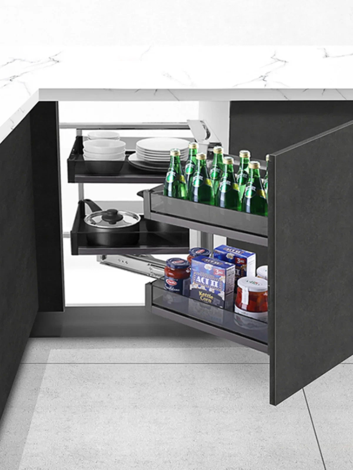 Corner Basket Storage Cupboard Kitchen Drawer Corner Kitchen Cabinet Shelf
