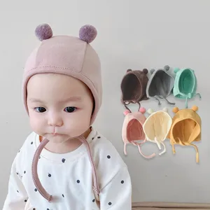 Cute Winter Baby Hats Bear Ear Warm Plush Baby Boys Girls Cap Beanie Solid Color Toddler Kids Earflap Bonnet Cap For Newborn