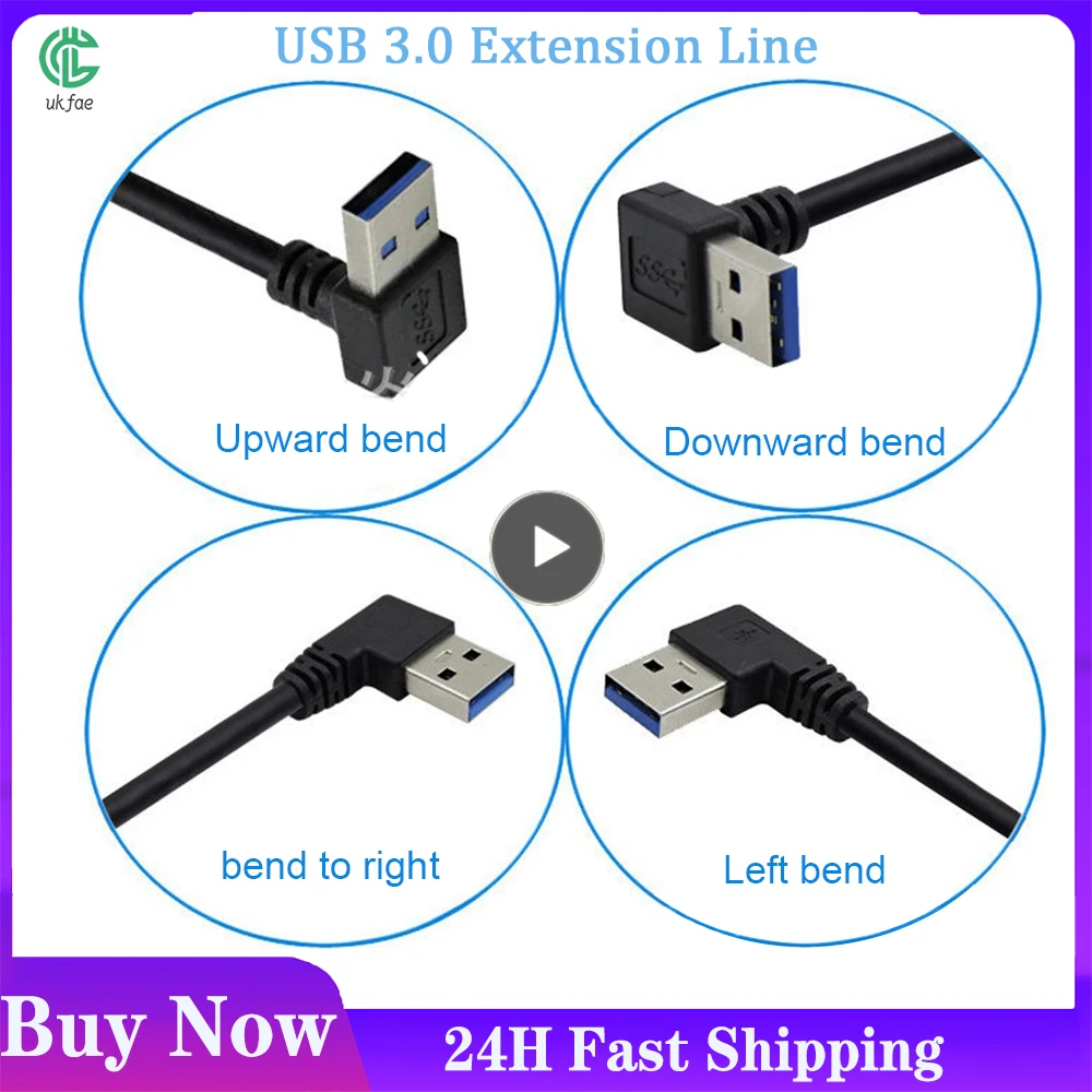 

1 ~ 10 шт. Удлинительный Кабель USB 3,0 штекер-гнездо правый угол 90 градусов USB адаптер вверх вниз вправо изгиб 30 см USB-кабель для передачи данных