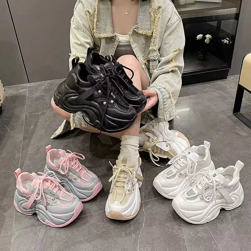 

Woman Fashion Breathable Lace Up Sports Shoes for Women Platform Walking Designer Shoes Women's Causal Sneakers zapatillas mujer