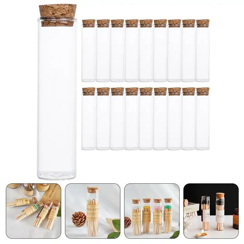 20pcs /60ml Sample Wooden Cork Fireplace Matchstick Wishing Display Bottles With Cork