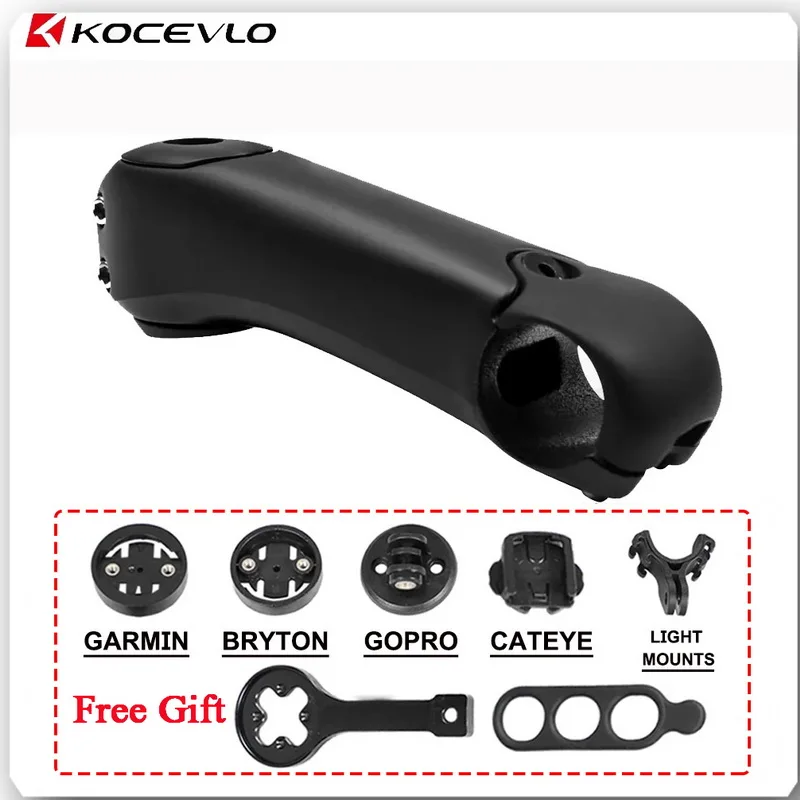 KOCEVLO 자전거 에어로 스템 T1000 탄소 섬유 MTB 로드 바이크 탄소 스템, 컴퓨터 마운트로 3 도 조정 자전거 액세서리