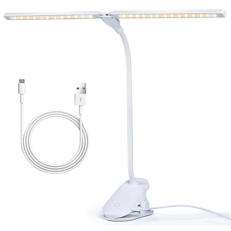 

LED Desk Lamp With Clamp, Flexible Gooseneck Arm Drafting Clamp Lamps, 3 Lighting Modes Stepless Dimming Double Head