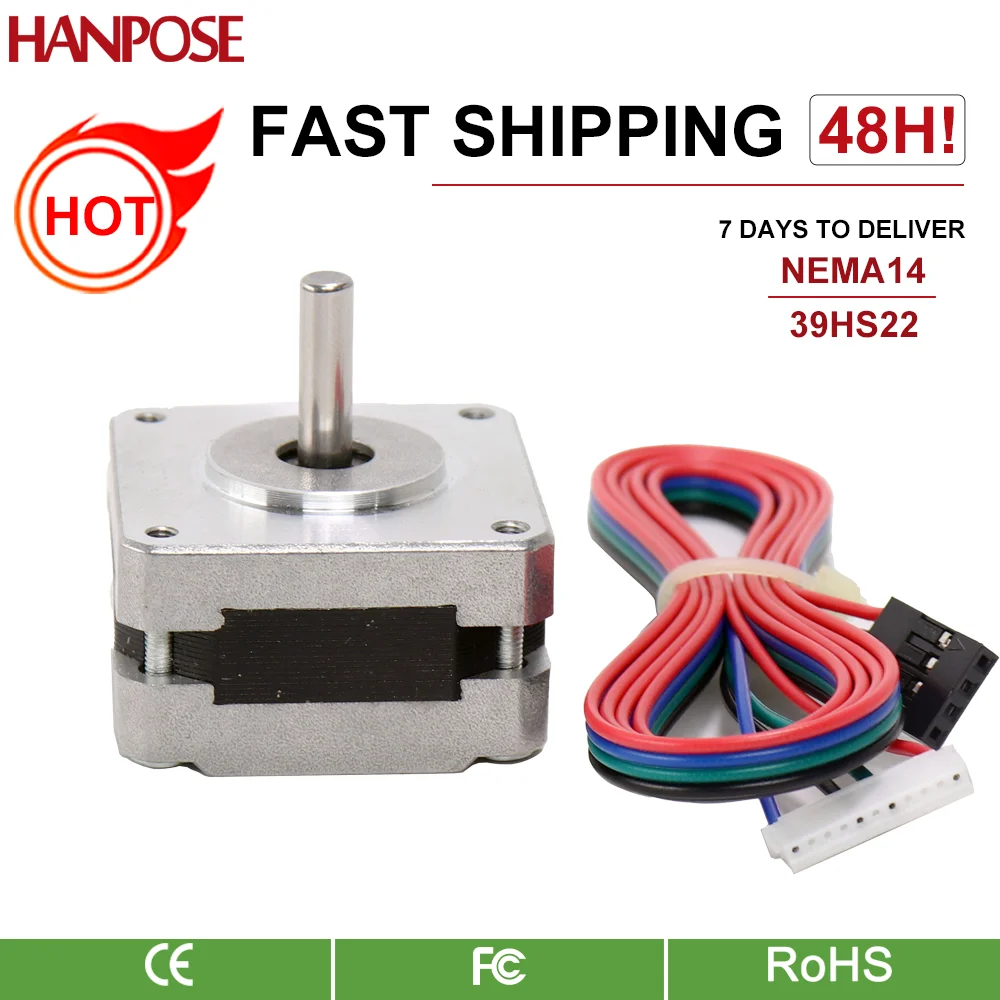 HANPOSE 1개 Nema16 스테퍼 모터 0.7A 0.2N.m 39HS22 CNC 3..