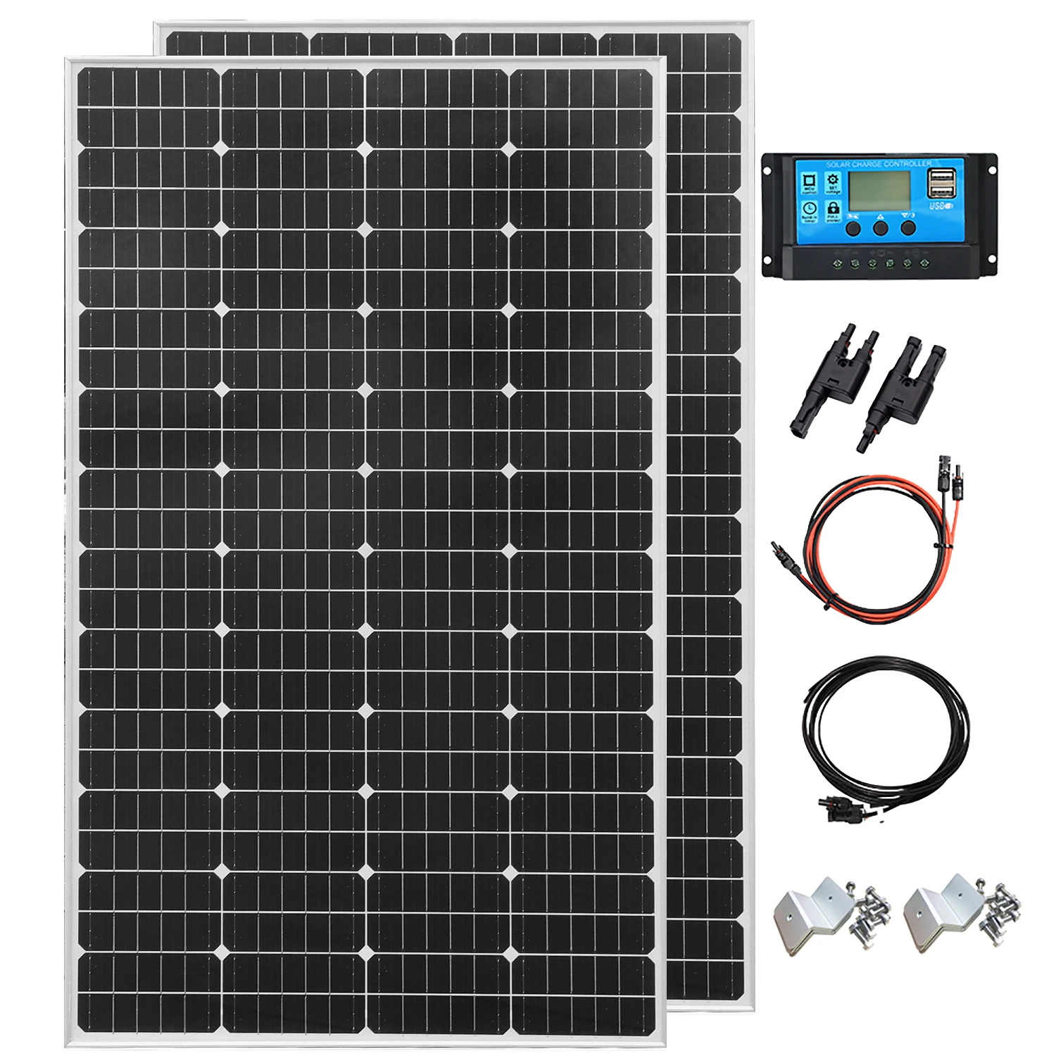 แผงโซล่าแก้วแข็ง19.8V 200W แผงโซล่าคริสตัลไลน์26.4V 200W 400W แบบ monocrystalline กันน้ำชาร์จ12V การตั้งแคมป์บ้านและ RV CE  Rigid Solar Panel 1