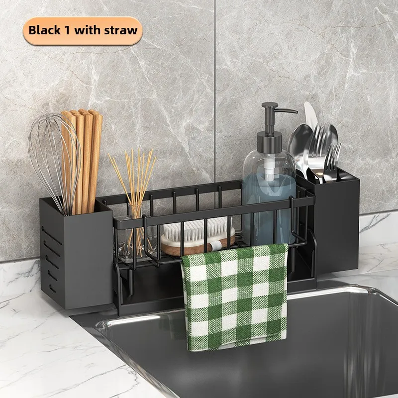Multi-Functional Storage Rack with Automatic Drain for Kitchen Sink Countertop Organization 6