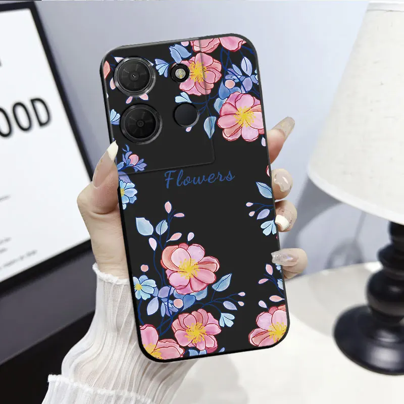 Retro Flowers Cute Panda Soft Silicone Phone Case Bumper Back Cover