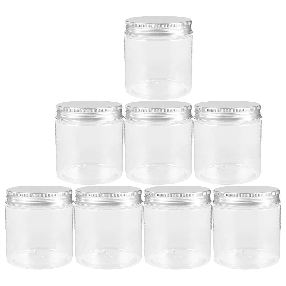 

8 Pcs Silver Aluminum Cap Bottle Small Storage Jars Sealing Jam Bottles Set Plastic Sugar Scrub The Pet