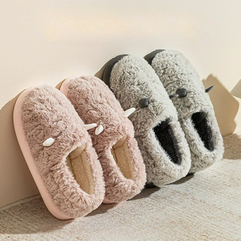 Women's Cozy Furry Indoor Slippers - Thick Soled, Anti-Slip, Warm & Comfortable