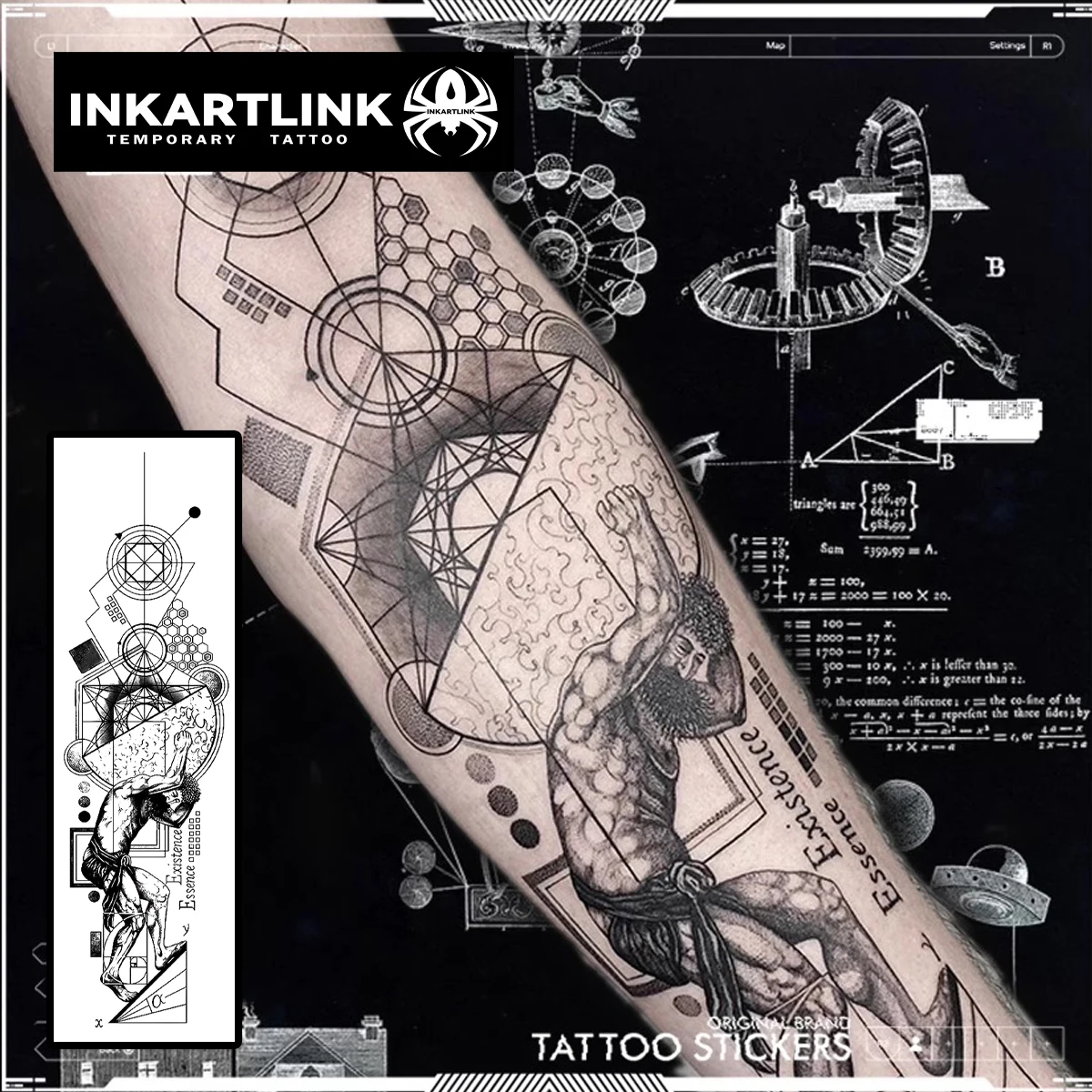 Geometric Design Temporary Tattoo,Lasts To 15 Days New Technology Magic Waterproof Semi Permanent Sticker. 2