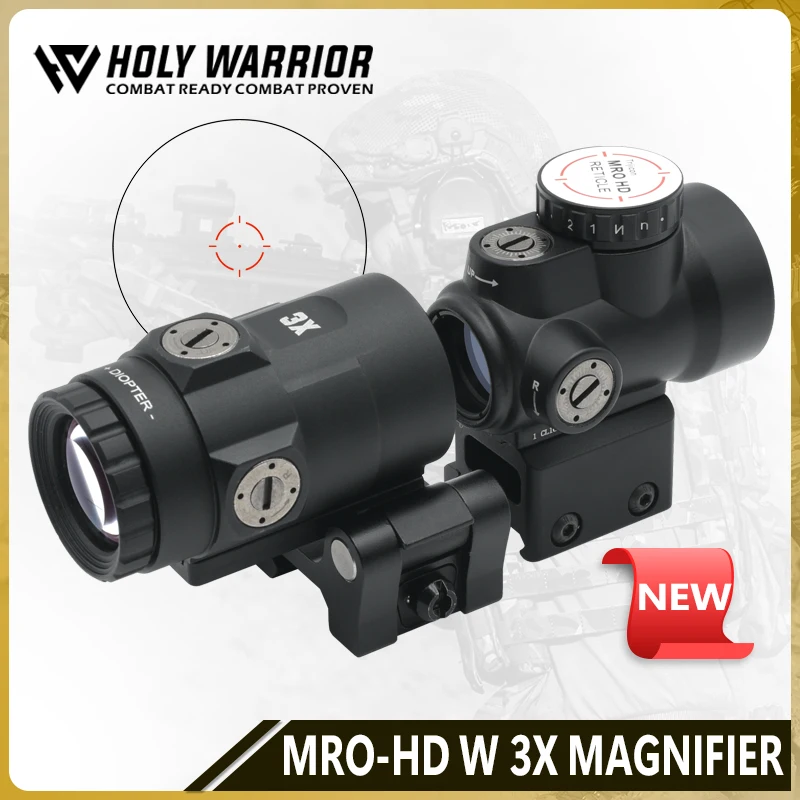 MRO-HD 1X25 Red Dot Sight 2MOA/68MOA Reticle and MAG-C 3X Magnifier Combo with Full Original Markings for Hunting Airsoft Rifles