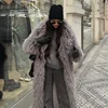 Neo Mint Extra Long Luxury Lamb Fur Teddy Coat Women 2024 Winter Ladies Mob Wife Style Oversized Chunky Faux Fur Jacket Overcoat 3