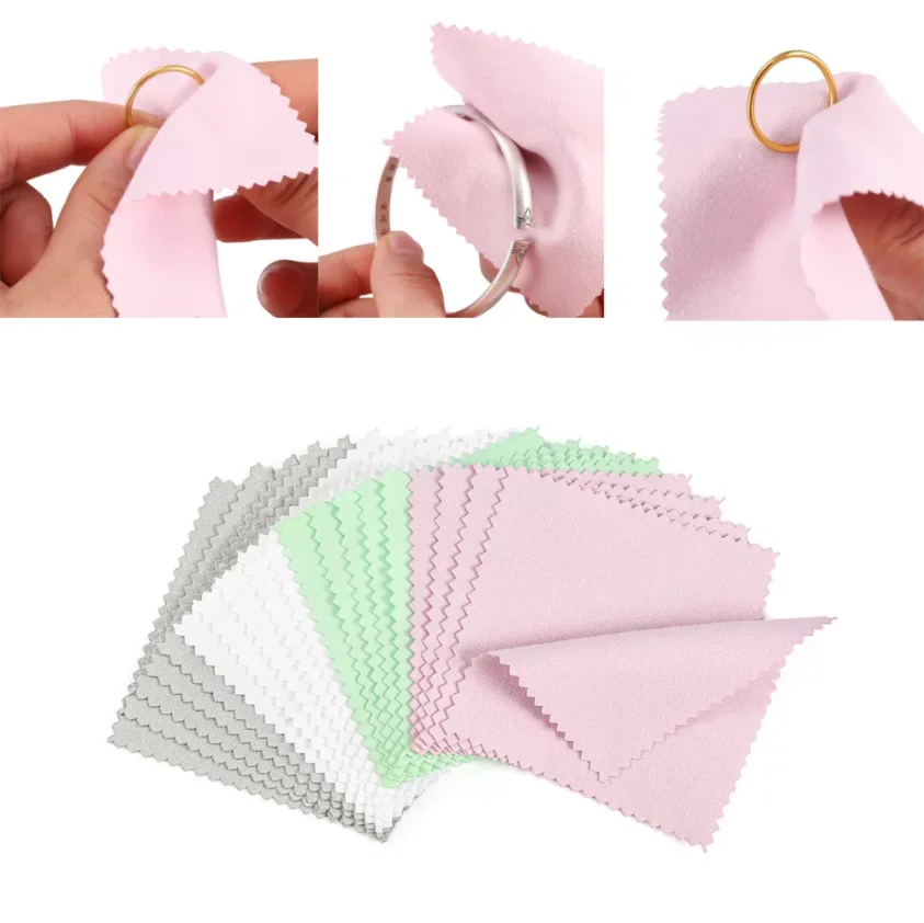 10-50Pcs 8x8CM 6x10CM Polish Polishing Cloth Cleaning Cloths Soft Wiping Cloth Anti Tarnish Clean Tools For Jewelry Accessories